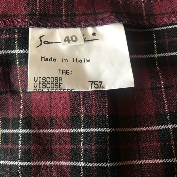 Sa Va mini burgundy checkered skirt. Madi in Italy. Sz 40. Great condition! - Picture 9 of 10